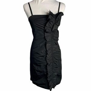 Vintage BCBG Sleeveless Mini Dress 0 Black Ruffle